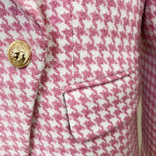 Load image into Gallery viewer, Chic Commander, Double-Breasted Lion Button Pink Plaid Wool Trim Suit Jacket