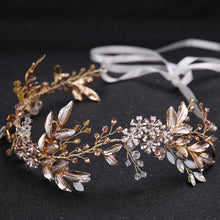 Load image into Gallery viewer, Bridal Jewelry Leaf Shape Rhinestone Alloy Headband