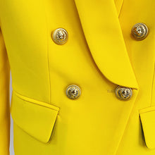 Load image into Gallery viewer, Refined, Yellow Double-Breasted Women&#39;s Jacket and Trousers Set with Lion Head Buttons