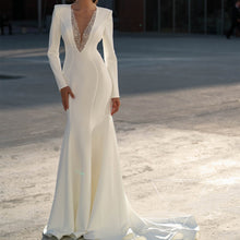 Load image into Gallery viewer, Minimalist Chic Bridal Wear, Simple Wedding Dress