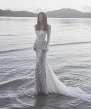 Load image into Gallery viewer, Fishtail Dress Light Wedding Dress Pearl Embroidery Evening Dress