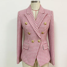 Load image into Gallery viewer, Chic Commander, Double-Breasted Lion Button Pink Plaid Wool Trim Suit Jacket