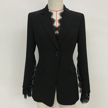 Load image into Gallery viewer, Opulent, Women&#39;s Jacket with Slit Sleeves and Lace Edge Decoration