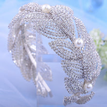 Load image into Gallery viewer, Rhinestone Leaf Handmade Headband Bridal Wedding Headdress