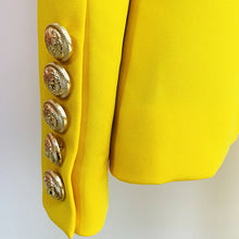 Load image into Gallery viewer, Refined, Yellow Double-Breasted Women&#39;s Jacket and Trousers Set with Lion Head Buttons