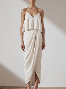 Minimal Chic Bridal Dress,  Slim Fitting Long Off Shoulder Dress