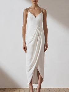 Minimal Chic Bridal Dress,  Slim Fitting Long Off Shoulder Dress