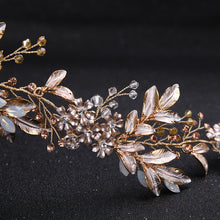 Load image into Gallery viewer, Bridal Jewelry Leaf Shape Rhinestone Alloy Headband