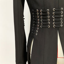 Load image into Gallery viewer, Executive Edge, Black Eyelet Waisted and Sleeves Women&#39;s Jacket