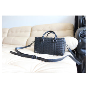 Genuine Leather Diagonal Woven Bag