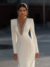 Load image into Gallery viewer, Minimalist Chic Bridal Wear, Simple Wedding Dress