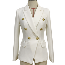 Load image into Gallery viewer, Icon, White Double-Breasted Women&#39;s Jacket with Lion Head Buttons