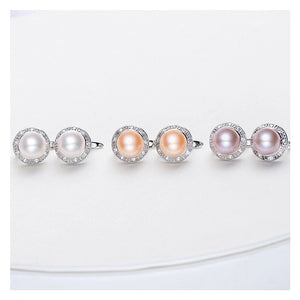 Natural Strong Freshwater Genuine Pearl Earrings In S925 Silver