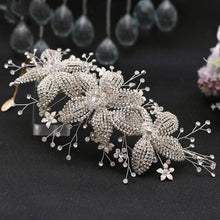 Load image into Gallery viewer, Rhinestone Leaf Handmade Headband Bridal Wedding Headdress