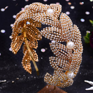 Rhinestone Leaf Handmade Headband Bridal Wedding Headdress