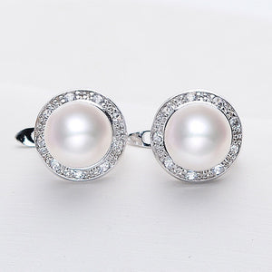 Natural Strong Freshwater Genuine Pearl Earrings In S925 Silver