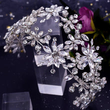 Load image into Gallery viewer, Rhinestone Leaf Handmade Headband Bridal Wedding Headdress