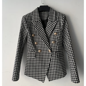 Prestige, Women's Houndstooth Tailored Jacket with Lion Head Buttons