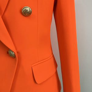Heritage, Orange Double-Breasted Women's Jacket with Lion Head Buttons