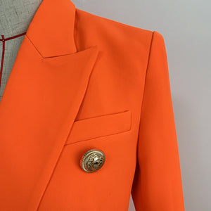 Heritage, Orange Double-Breasted Women's Jacket with Lion Head Buttons