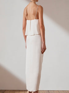 Minimal Chic Bridal Dress,  Slim Fitting Long Off Shoulder Dress