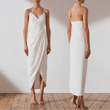 Load image into Gallery viewer, Minimal Chic Bridal Dress,  Slim Fitting Long Off Shoulder Dress