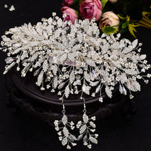 Load image into Gallery viewer, Rhinestone Leaf Handmade Headband Bridal Wedding Headdress