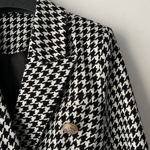 Prestige, Women's Houndstooth Tailored Jacket with Lion Head Buttons